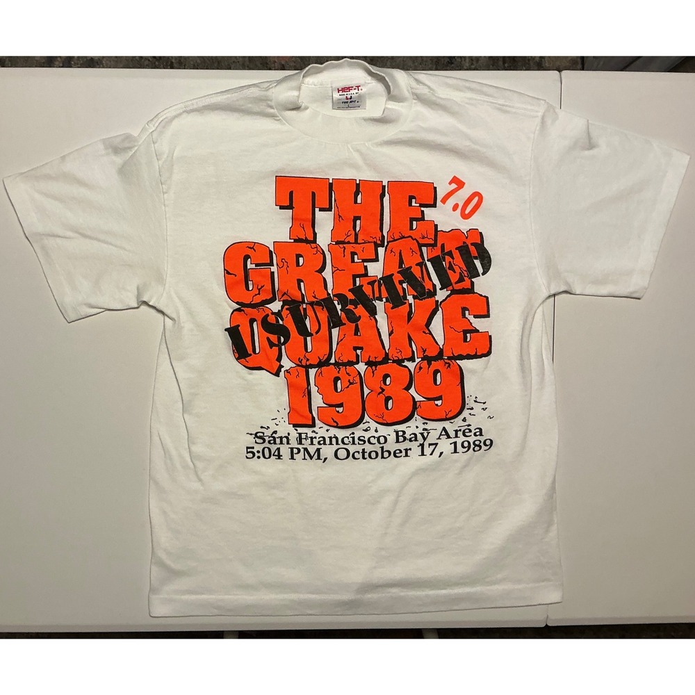 VTG USA Made Single Stich The Great Quake 1989‎ San Francisco T Shirt HEF T L